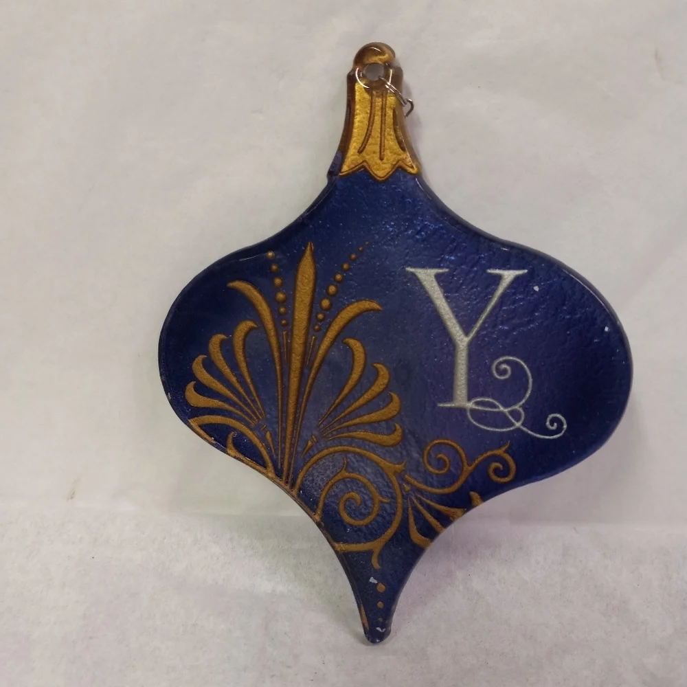 Grassland Road Hallmark Glass Ornament Blue 